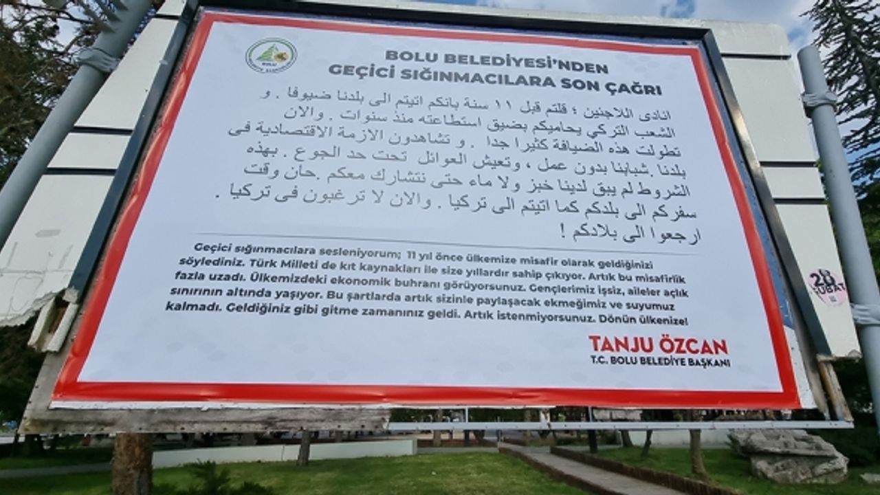 Tanju Özcan'ın sığınmacılara karşı ilanı toplatıldı