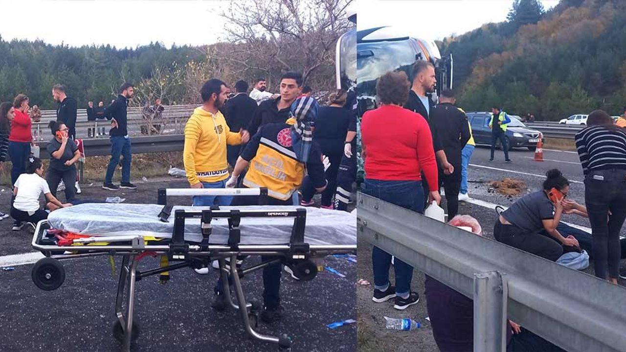 TEM Otoyolu'nda bir yolcu otobüsü kaza yaptı; Ölü ve yaralılar var!