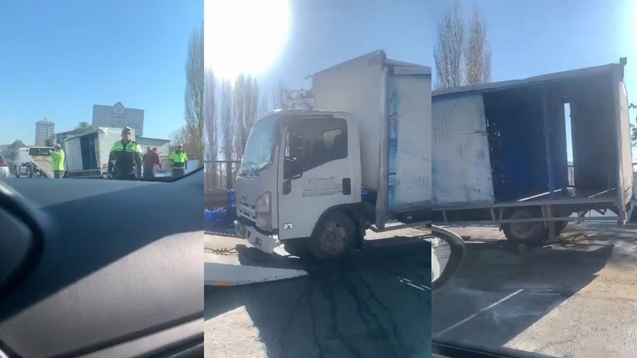 Eskişehir'de damacana su yüklü kamyon kaza yaptı!