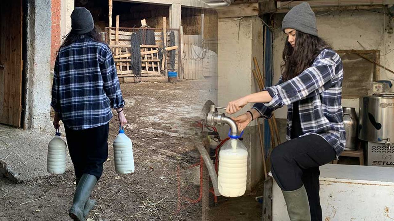 Bu kız Eskişehir'de sokak sokak dolaşıp süt satıyor; Günde 400 litre!