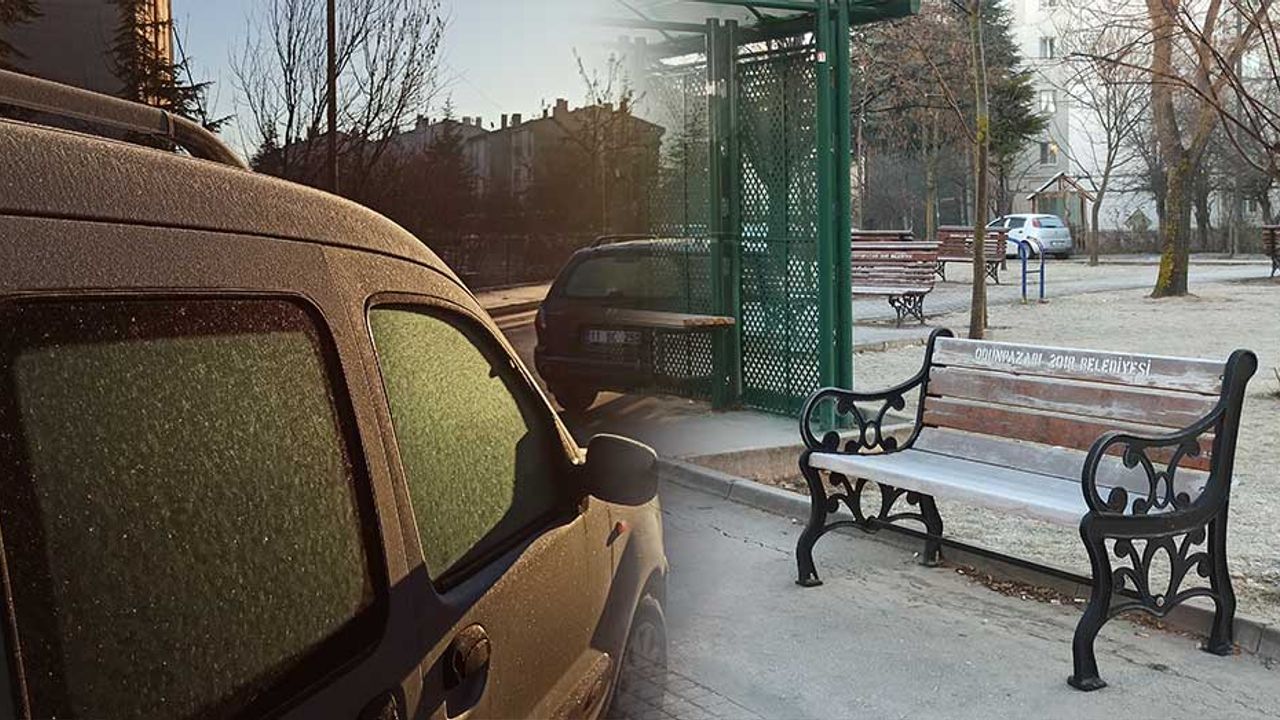 Eskişehir'de araç camları buzla kaplandı!