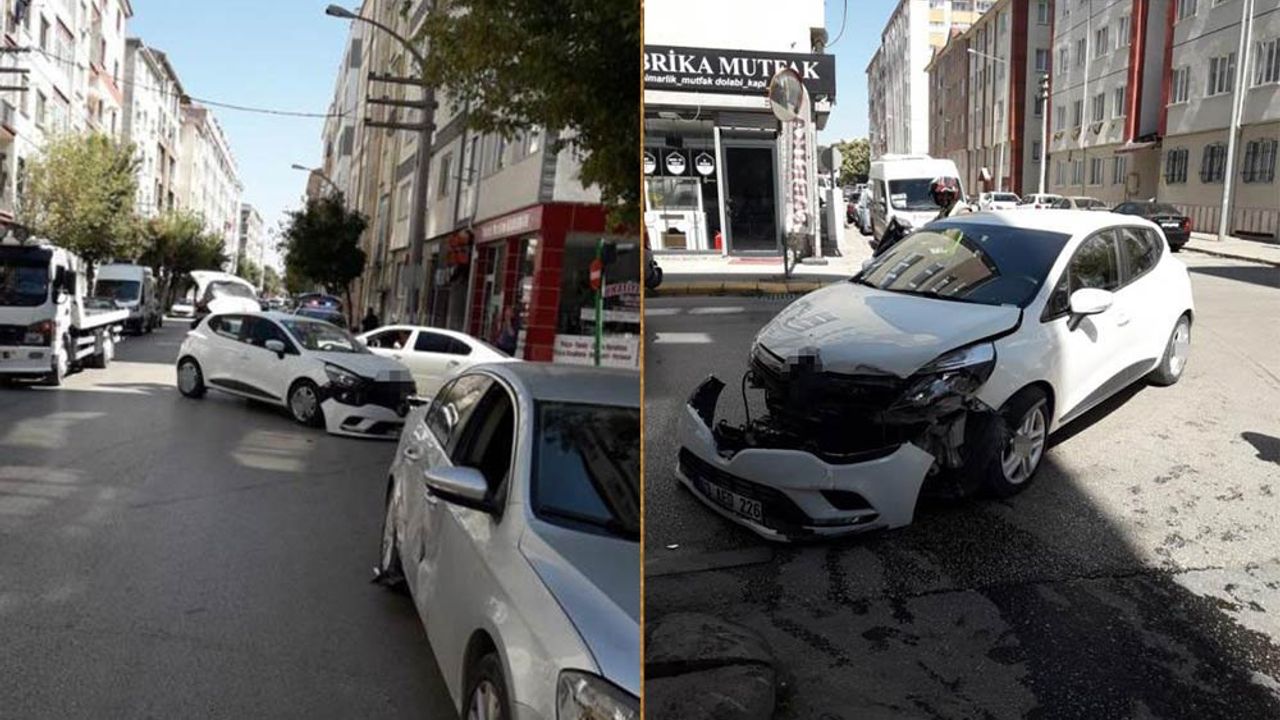 Eskişehir'de iki araç çarpıştı; Trafik bir süreliğine aksadı!