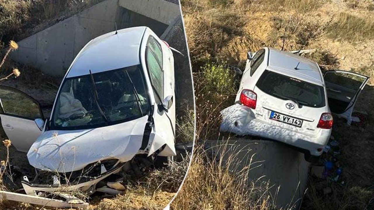 Eskişehir plakalı otomobil Afyon’da feci şekilde kaza yaptı!