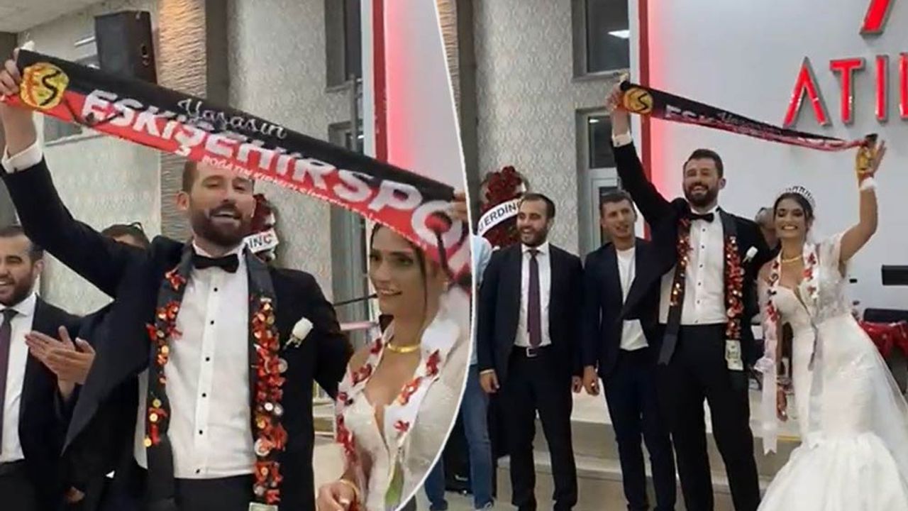 Eskişehirspor marşıyla dünya evine girdiler!