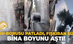 Su borusu patladı, fışkıran su bina boyunu aştı!