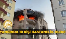 Yangında  10 kişi hastanelik oldu