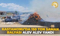 Kastamonu’da 150 ton saman balyası alev alev yandı