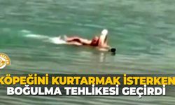 Köpeğini kurtarmak isterken boğulma tehlikesi geçirdi