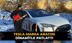 Tesla marka aracını dinamitle patlattı