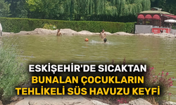 Eskişehir'de sıcaktan bunalan çocukların tehlikeli süs havuzu keyfi