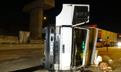 Feci kaza! Talaş yüklü kamyon devrildi, yaralılar var