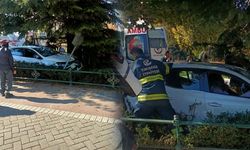 Eskişehir'de bir otomobil çalıların arasına uçtu!