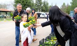 Eskişehir'de ücretsiz olarak on binlerce çiçek dağıttılar!