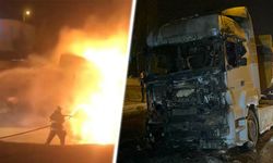 Eskişehir'de alkollü tır sürücüsü kaza yaptı; Tır alev alev yandı!
