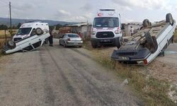 Bilecik'te kontrolden çıkan otomobil takla atarak durabildi!
