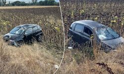 Afyon’da takla atan otomobil tarlaya uçtu; Yaralılar var!