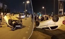 Gençler az kalsın canlarından oluyorlardı; Kullandıkları araç ters döndü!