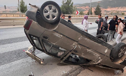 Eskişehir Yolunda Aracın Takla Attığı Feci Kazada 1 Kişi Yaralandı!