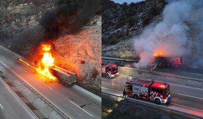 Eskişehir Yolunda Seyir Halindeki Tır Alevlere Teslim Oldu!