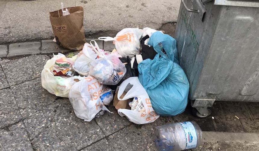 Eskişehir’de bir sokaktaki apartman sakinleri tarafından kaldırıma çöp atılmaması için asılan uyarı yazısına rağmen yere bırakılan atık maddeler dikkat çekti.