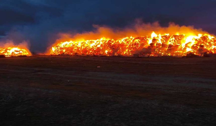800 ton yonca balyası küle döndü!