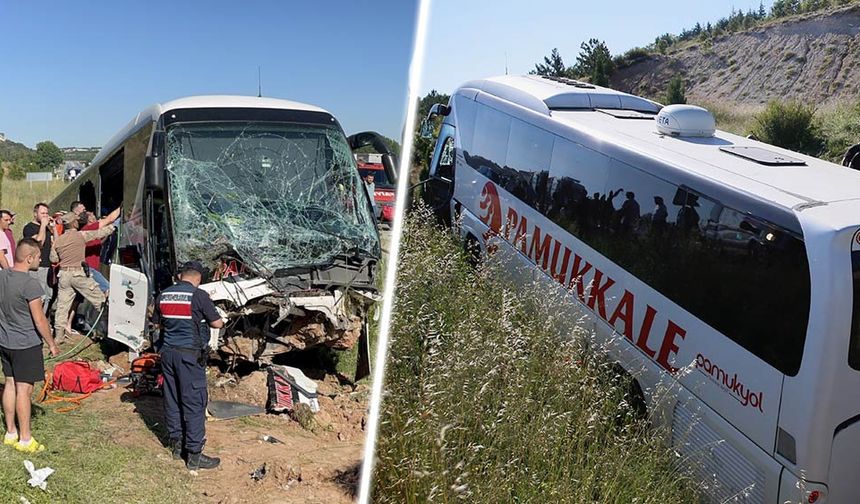 Sabah saatlerinde Eskişehir istikametine seyir halindeyken D230 karayolunda sürücüsü Hakan Karalı’nın direksiyon hakimiyetini kaybettiği 26 AEC 333 plakalı Muğla’nın Bodrum ilçesinden gelen yolcu otobüsü, yoldan çıkarak engebeli araziye uçtu.