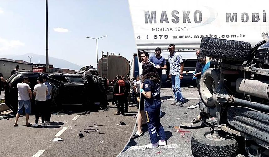 Kaza İnegöl - Eskişehir yolu üzerinde meydana geldi. 46 yaşındaki tır sürücüsü aracının kontrolünü kaybetti ve kırmızı ışıkta bekleyen bir araca ve tıra çarptı.