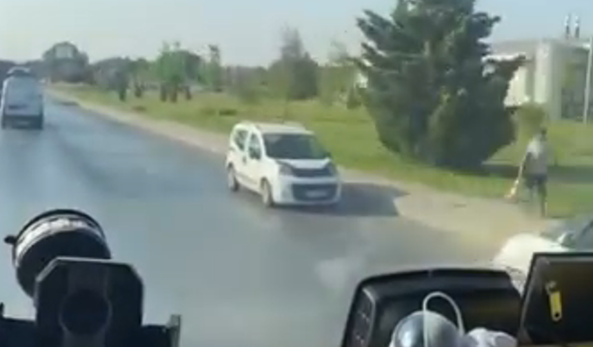 Eskişehir Çevre Yolu’nda Akılalmaz Görüntü! Ters Yönde Geri Geri Gitti
