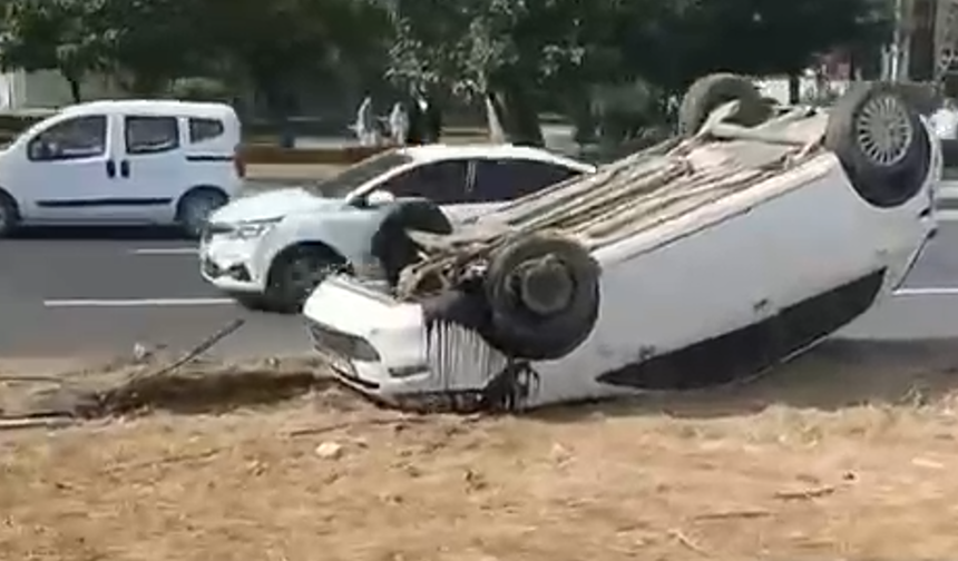 Eskişehir Çevre Yolu’nda Korkutan Kaza! Araç Takla Attı