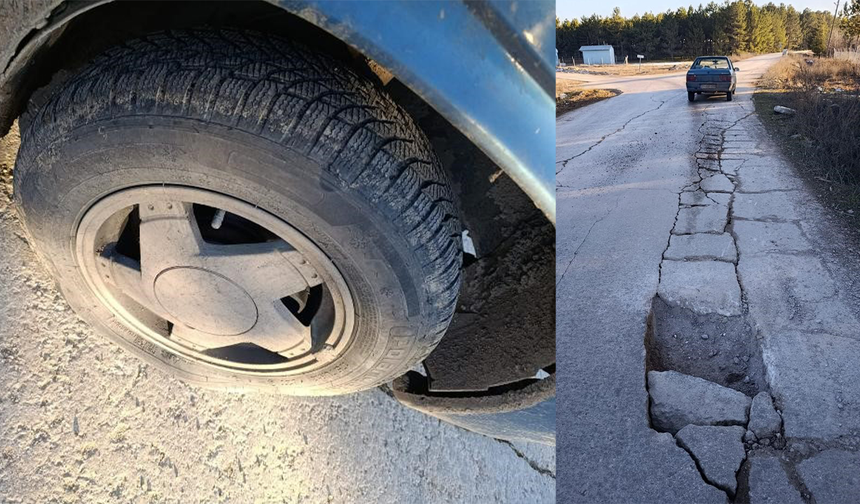 Eskişehir’de Yolda Oluşan Çukur Kazaya Davetiye Çıkarıyor!