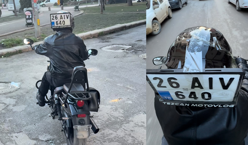 Eskişehir’de Motosikletin Düşen Plakasına İlginç Çözüm!