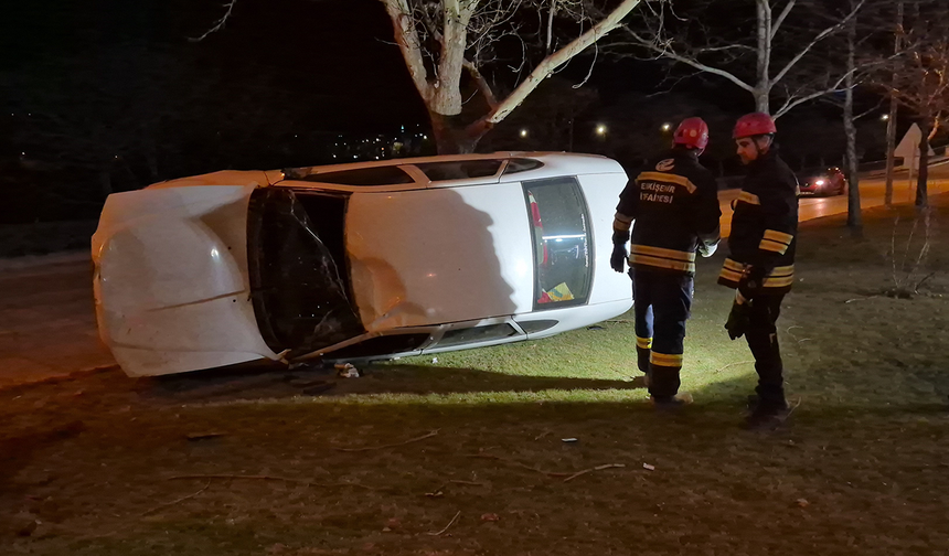 Eskişehir’de Feci Kaza! Takla Atan Aracın Sürücüsü Yaralandı