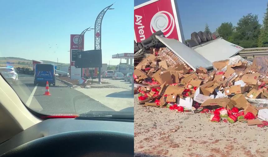 Eskişehir Yolunda Faciadan Dönüldü! Tır Akaryakıt İstasyonuna Daldı!