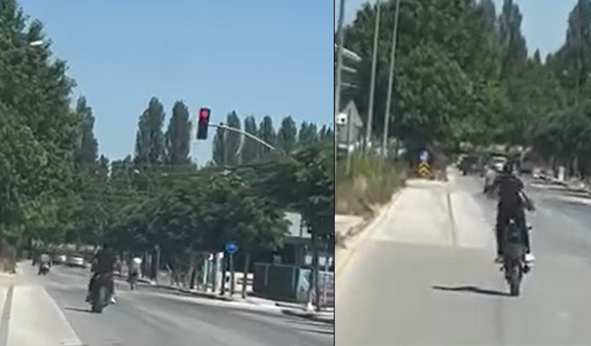 Eskişehir'de Motosiklet Sürücüsü Adeta Tüm Trafik Kurallarını Yok Saydı!