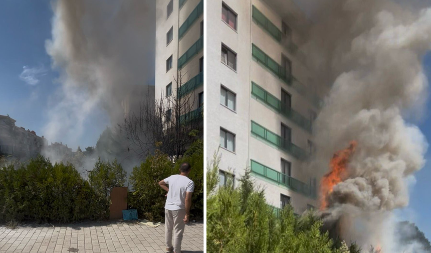 Eskişehir’de Apartman Bahçesinde Çıkan Yangında Facia Son Anda Önlendi!