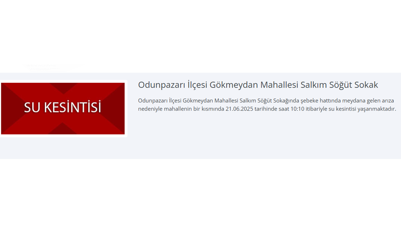 Eski Su Kesintisi Duyurusu