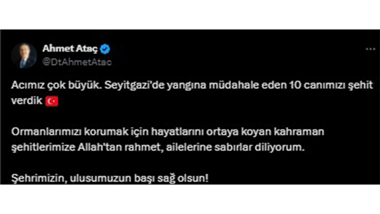 Başkan Ahmet Ataç Taziye Mesajı