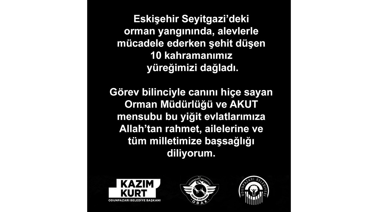 Başkan Kurt Taziye Mesajı