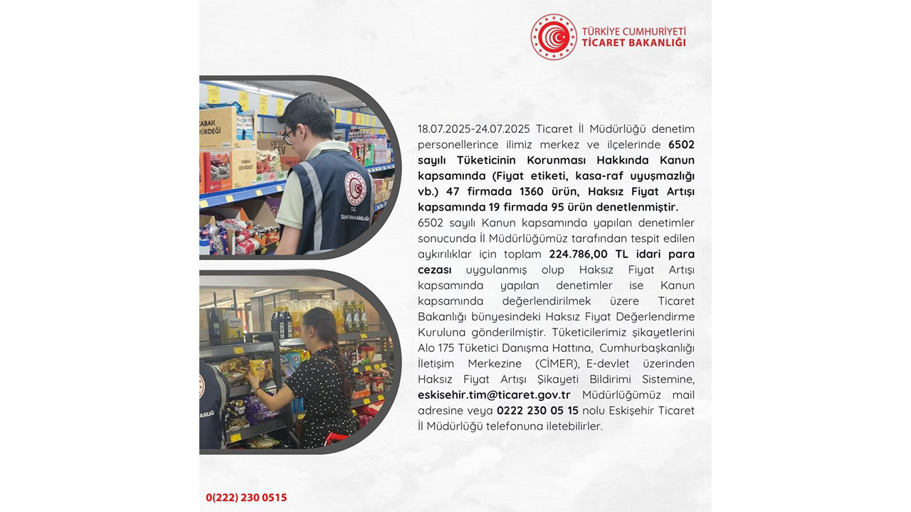 Eskişehir Il Ticaret Müdürlüğü Denetimleri