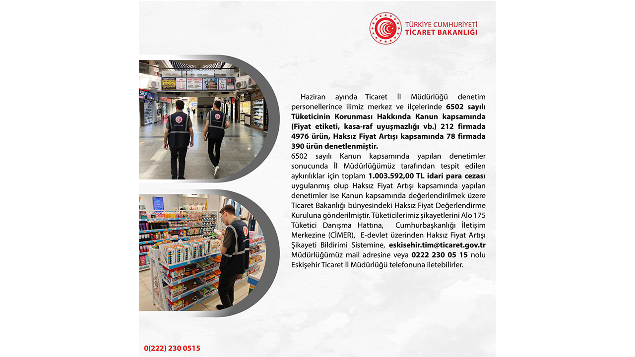 Eskişehir Ticaret Il Müdürlüğü Haksız Fiyat Açıklaması