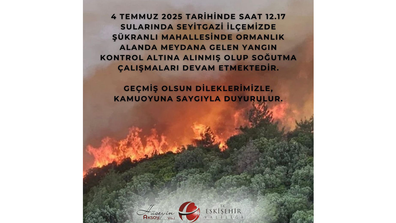 Eskişehir Valiliği Yangın Açıklaması