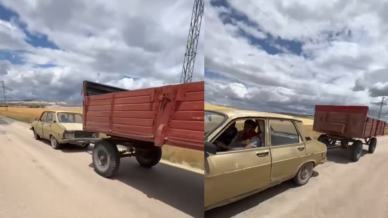 Eskişehirde Otomobille Römork Çekti