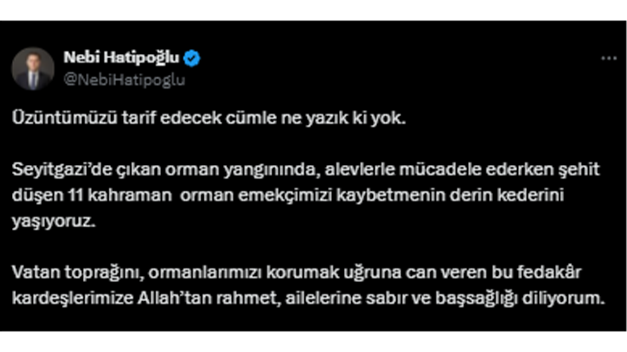 Nebi Hatipoğlu Taziye Mesajı