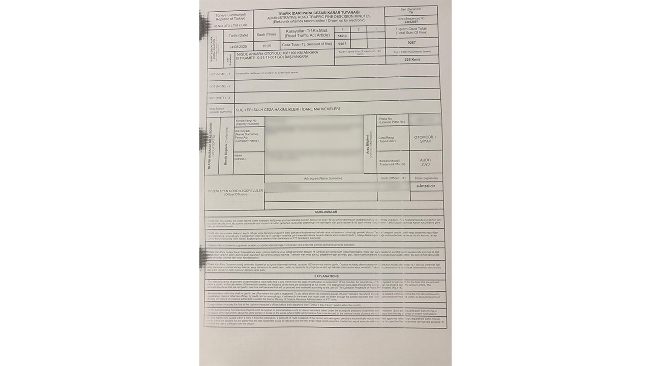 Bakan Uraloğlu Radar Cezası