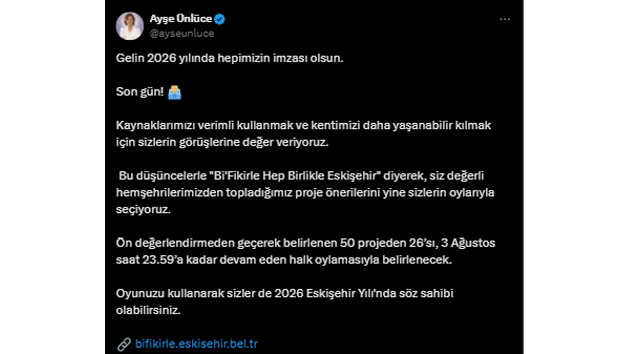 Başkan Ünlüce'nin X Paylaşımı