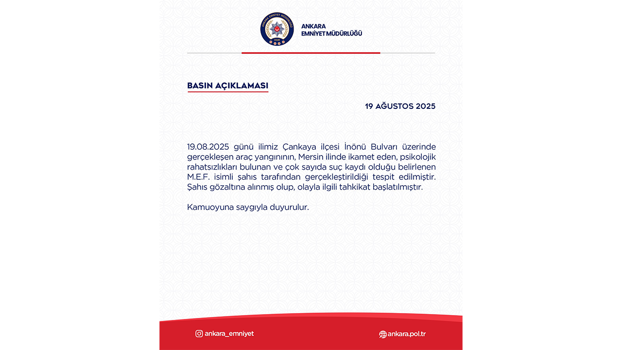 Emniyet Müdürlüğünden Basın Açıklaması