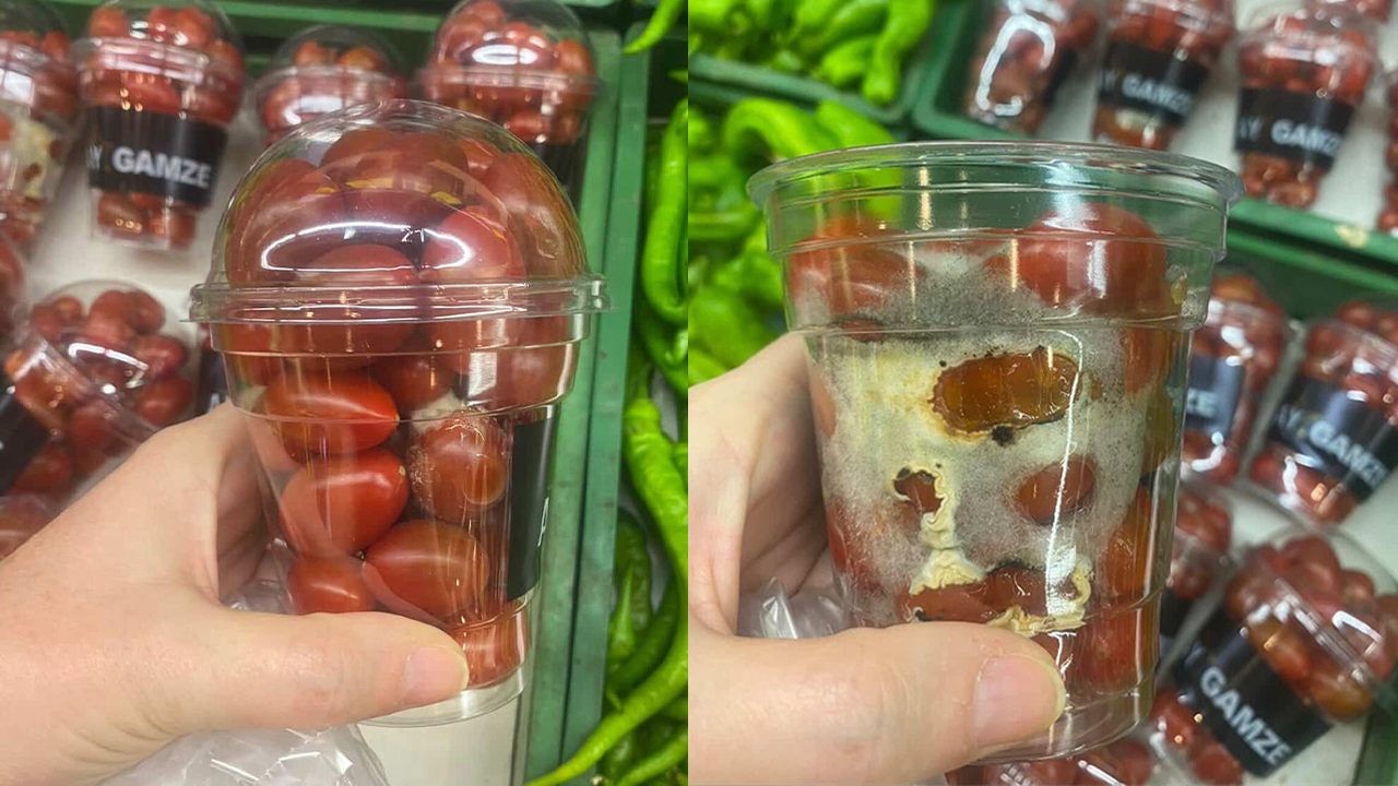 Eskişehir Çağdaş Market'te Küflenmiş Domatesler