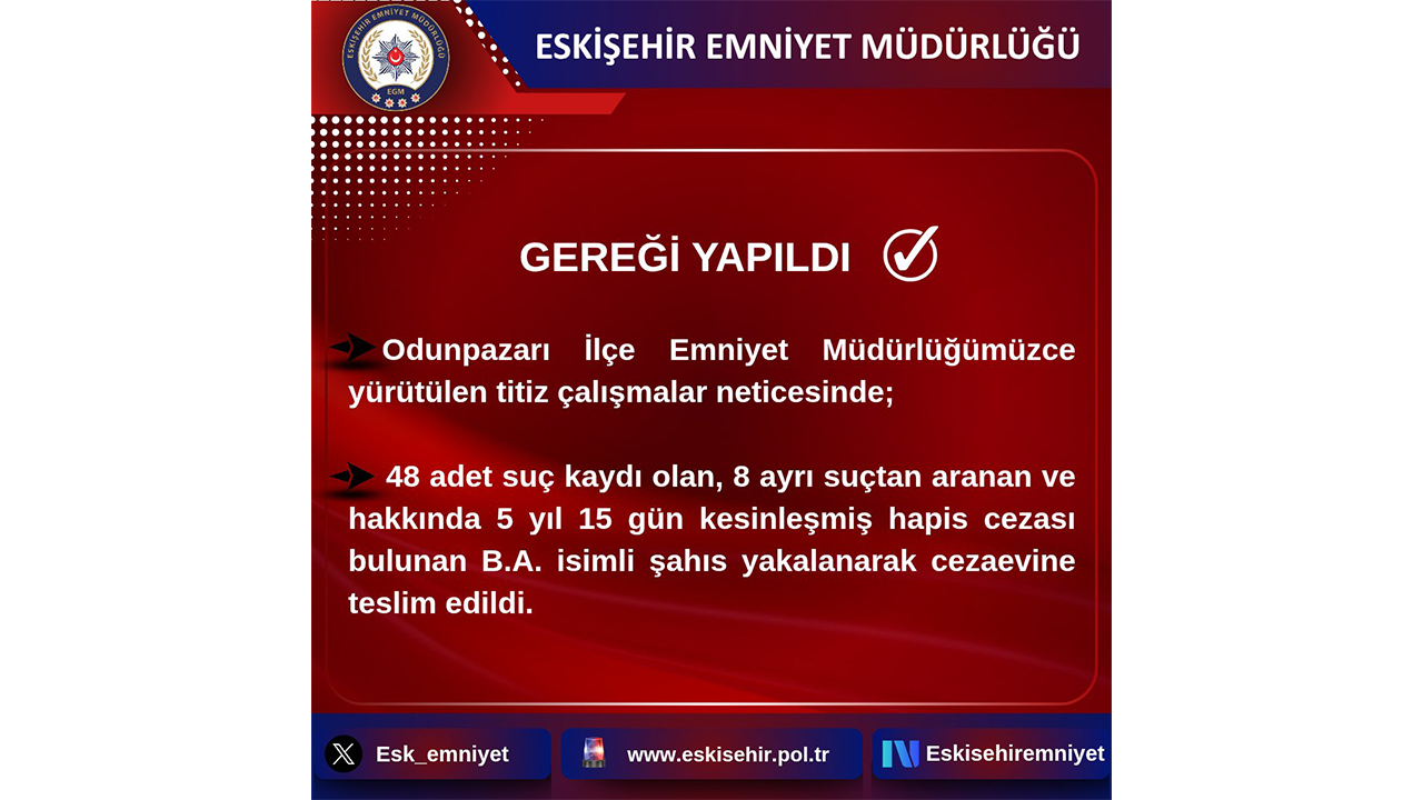 Eskişehir Emniyet Müdürlüğünün Açıklaması