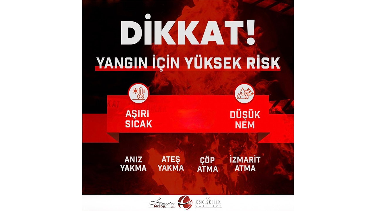 Eskişehir Valiliği Yangın Riski Uyarısı