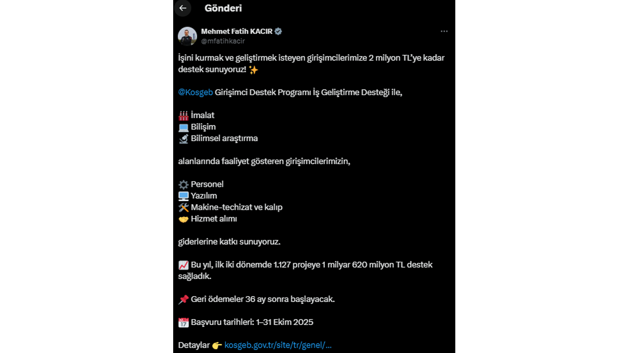 Bakan Kacır'ın Paylaşımı-1